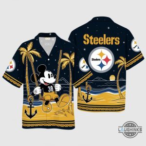 nfl pittsburgh steelers mickey mouse and starry night hawaiian shirt