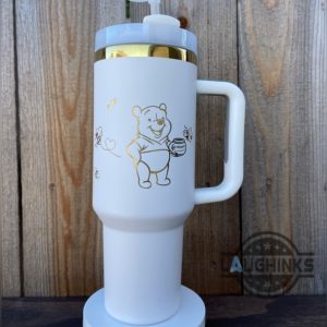 winnie the pooh golden engraved tumbler with handle