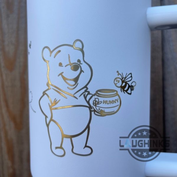 winnie the pooh golden engraved tumbler with handle