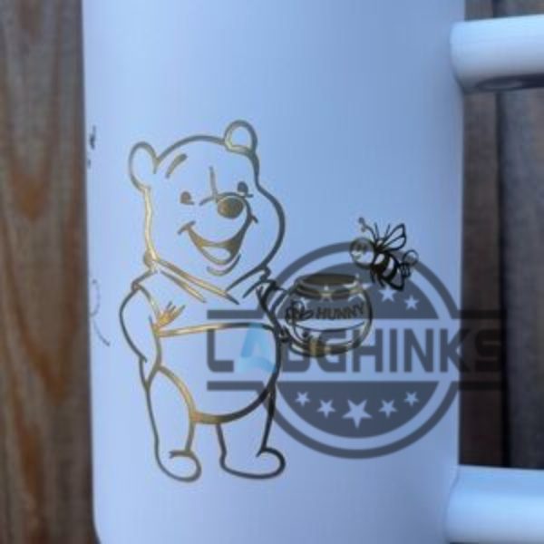 winnie the pooh golden engraved tumbler with handle