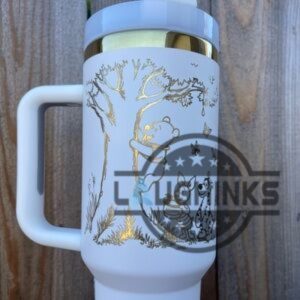 winnie the pooh golden engraved tumbler with handle