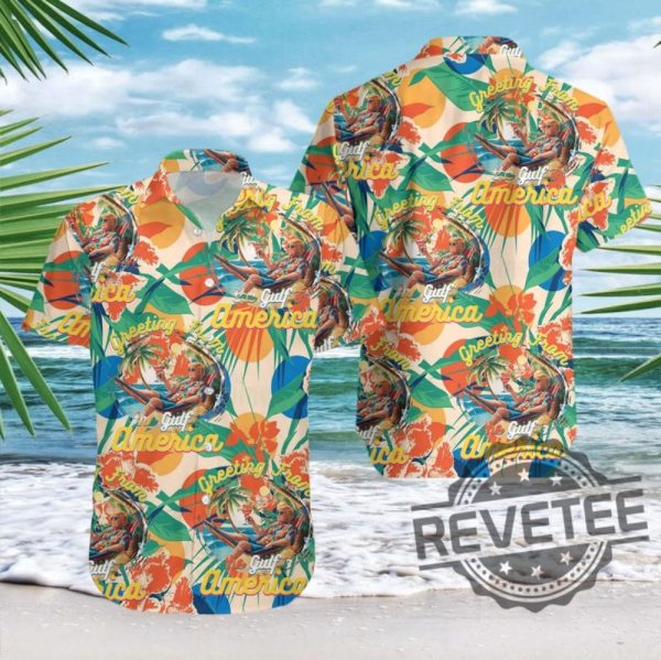 Unique Funny Trump Gulf Of America Hawaiian Shirt For Men And Women Button Up Aloha Shirts Gift Idea revetee 1