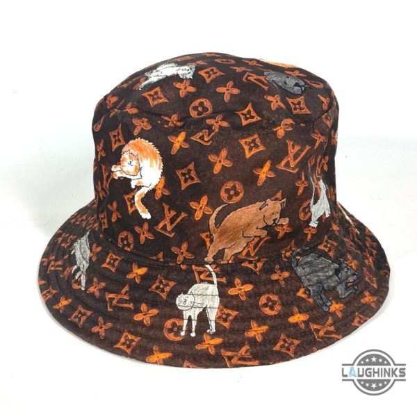 funny cat monogram lv bucket hat