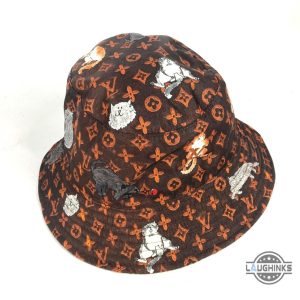 funny cat monogram lv bucket hat