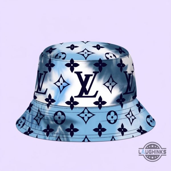 lv watercolor white and blue monogram bucket hat replica