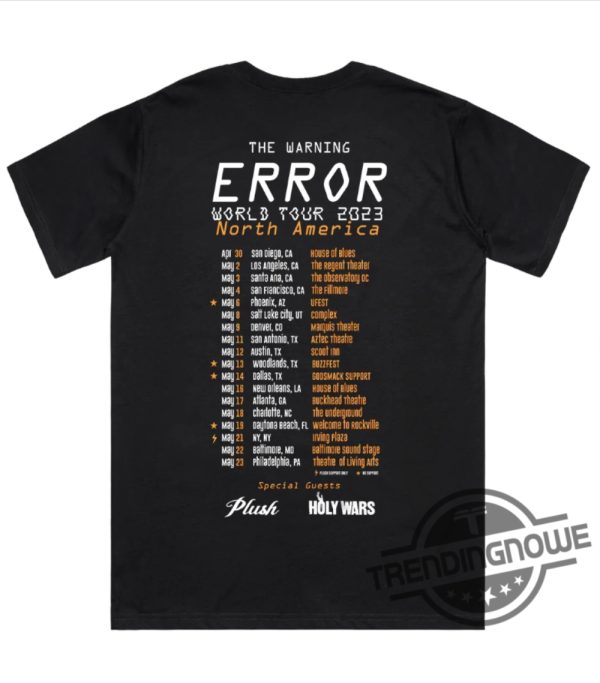 Error Merch The Warning Error World Tour Merch Shirt - Trendingnowe