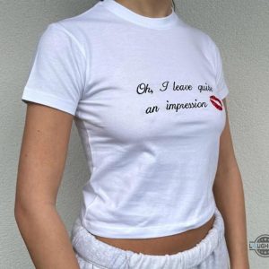 sabrina carpenter oh i leave quite an impression baby tee for women high quality laughinks 1