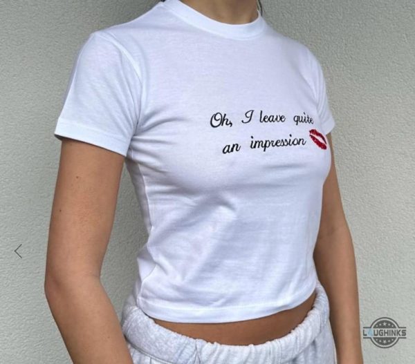 sabrina carpenter oh i leave quite an impression baby tee for women high quality laughinks 1