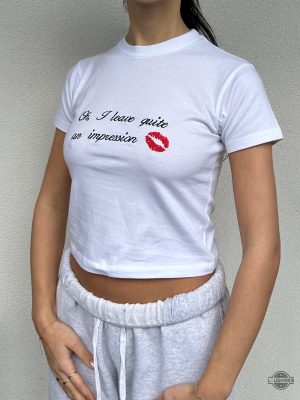 sabrina carpenter oh i leave quite an impression baby tee for women high quality laughinks 3