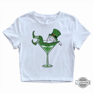 martini leprechaun st patricks day baby tee for women