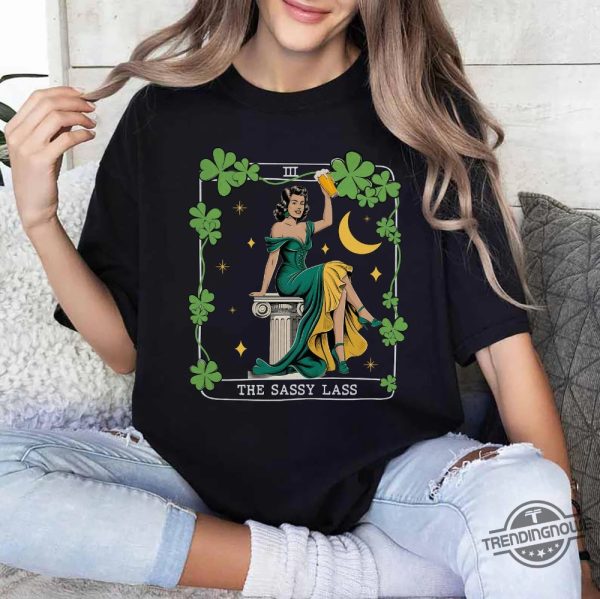 The Sassy Lass Tarot Card Shirt Funny Saint Patricks Day T Shirt Lucky Shamrock Shirt trendingnowe 1