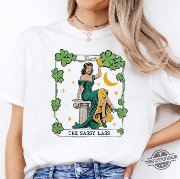 The Sassy Lass Tarot Card Shirt Funny Saint Patricks Day T Shirt Lucky Shamrock Shirt trendingnowe 2