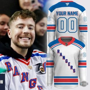 mrbeast new york rangers nyr custom hockey jersey shirt