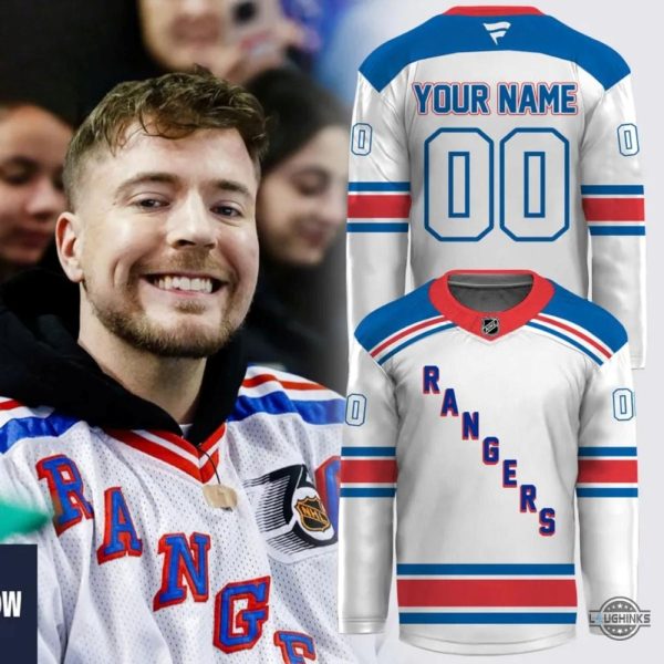 mrbeast new york rangers nyr custom hockey jersey shirt