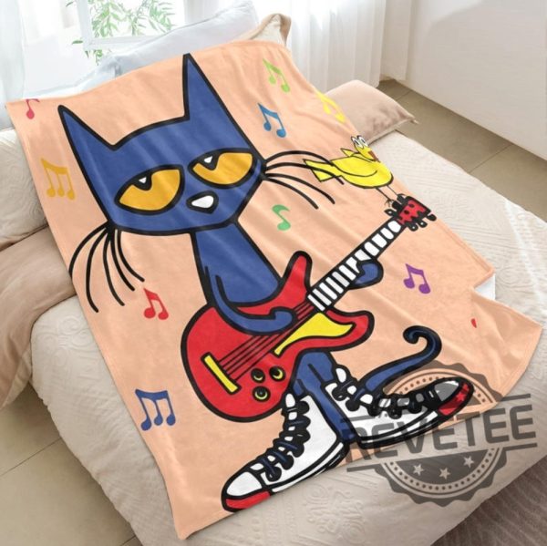 Cozy Pete Groovy Cat Designed Blanket Gift For Kids Birthday Holiday Party Goodie Bag And Men Women revetee 1