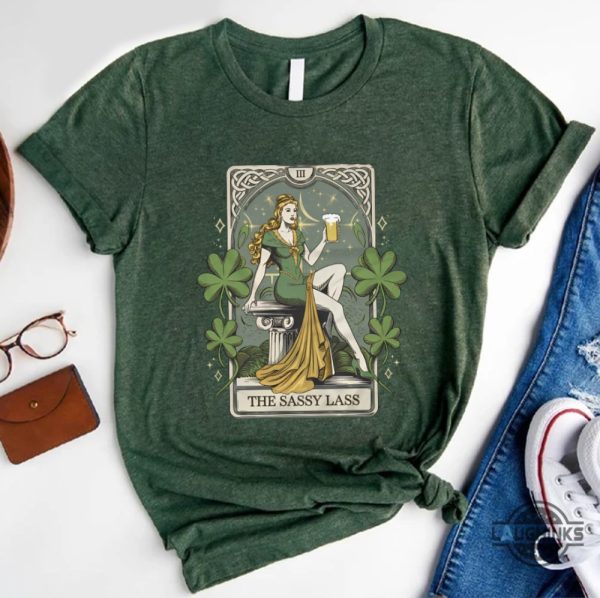 the sassy lass tarot card funny saint patrick day shirt