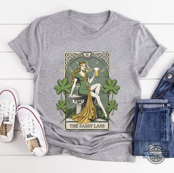 the sassy lass tarot card funny saint patrick day shirt