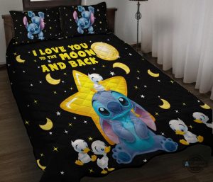 i love you to the moon and back stitch quilt bedding set