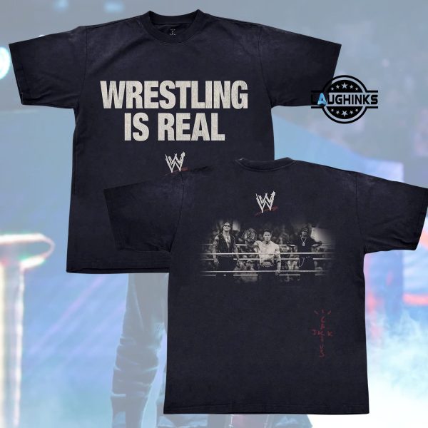 travis scott wwe wrestling is real shirt reprinted 1