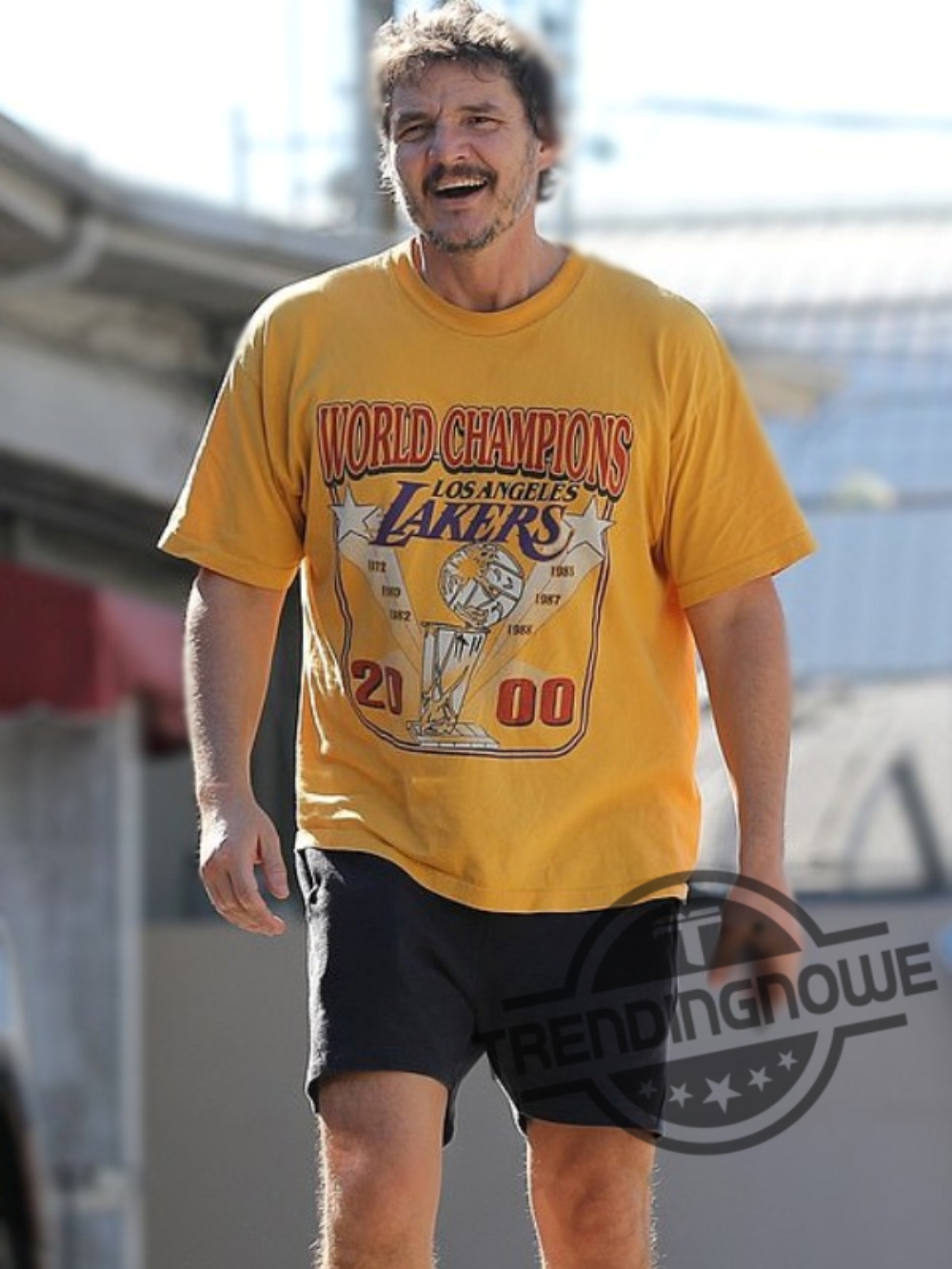 Pedro Pascal La Lakers Yellow Shirt 7 Pedro Pascal LA Lakers Yellow Shirt