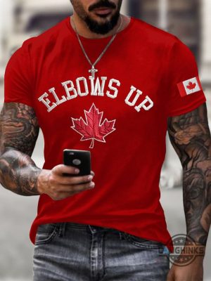 canadian flag elbows up embroidered shirt