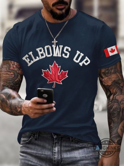 canadian flag elbows up embroidered shirt