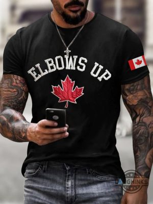 canadian flag elbows up embroidered shirt