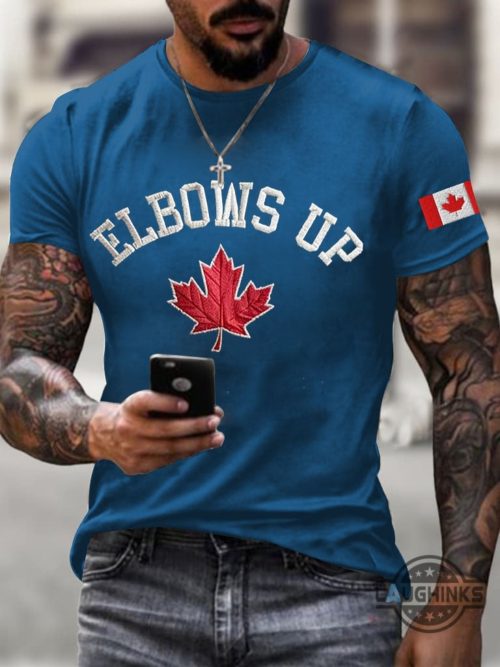 canadian flag elbows up embroidered shirt