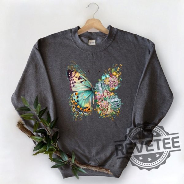 Floral Butterfly Sweatshirt T Shirt Hoodie Hippie Sweater Lover Gift Boho Antisocial Women revetee 1 1
