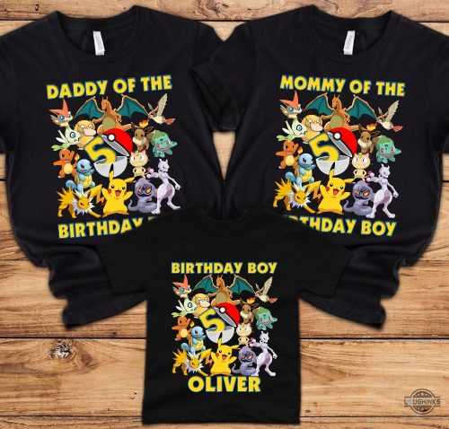 personalize pokemon birthday shirt for family