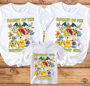 personalize pokemon birthday shirt for family