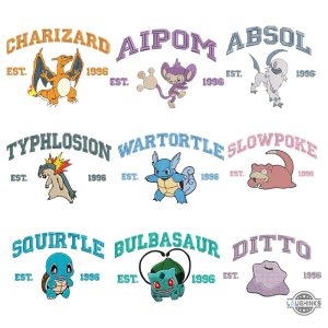 custom pokemon embroidered shirts choose design