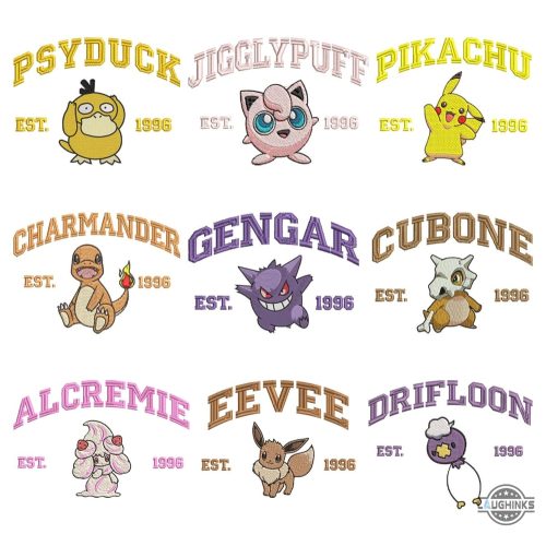 custom pokemon embroidered shirts choose design