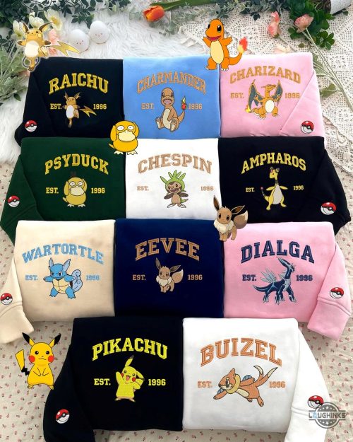 custom pokemon embroidered shirts choose design