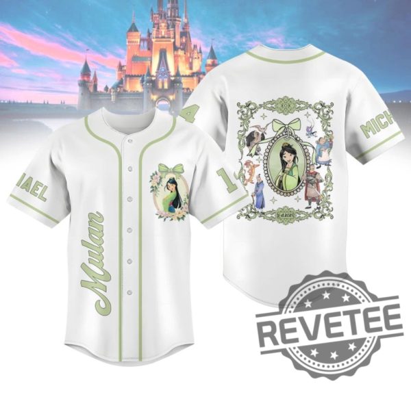 Custom Mulan Princess Baseball Jersey Disney Princess Shirt Mulan T Shirt Disney Tee Magic Kingdom Baseball Shirts revetee 1