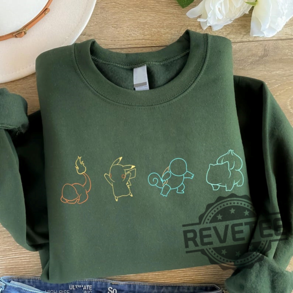Retro Pokemon Characters Embroidered Shirt Hoodie Sweatshirt Funny Video Game Trendy Cartoon Anime Dad Gifts Kids T Shirts 4 Retro Pokemon Characters Embroidered Shirt Hoodie Sweatshirt Funny Video Game Trendy Cartoon Anime Dad Gifts Kids T Shirts