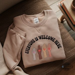 everyone is welcome here embroidered sweatshirt hoodie t shirt idaho teacher gift laughinks 1