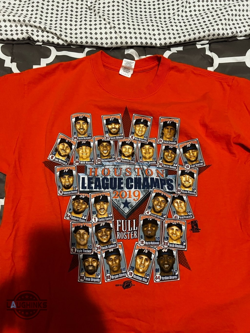 Houston Astros 2019 League Champs Reprinted Shirt Take It Back (choose shirt color: orange) 9 Houston Astros 2019 League Champs Reprinted Shirt Take it back