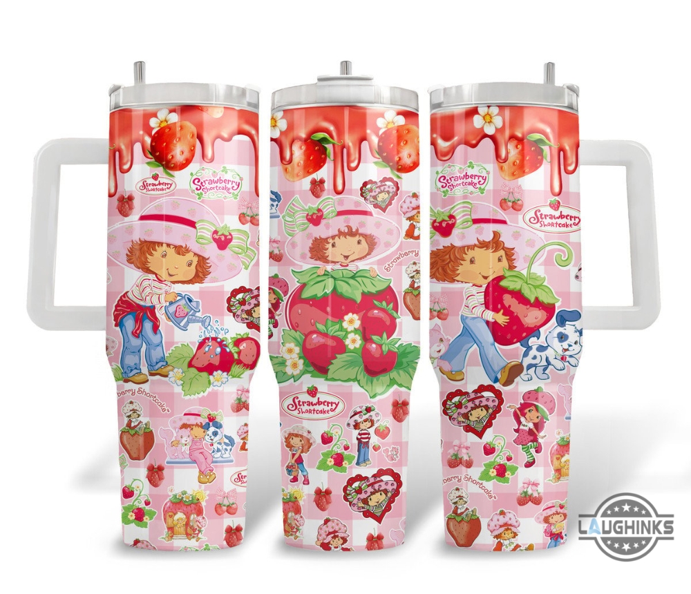 Strawberry Shortcake Music Stanley Cup Dupe 40Oz Tumbler With Handle 6 Strawberry Shortcake Music Stanley Cup Dupe 40oz Tumbler with Handle