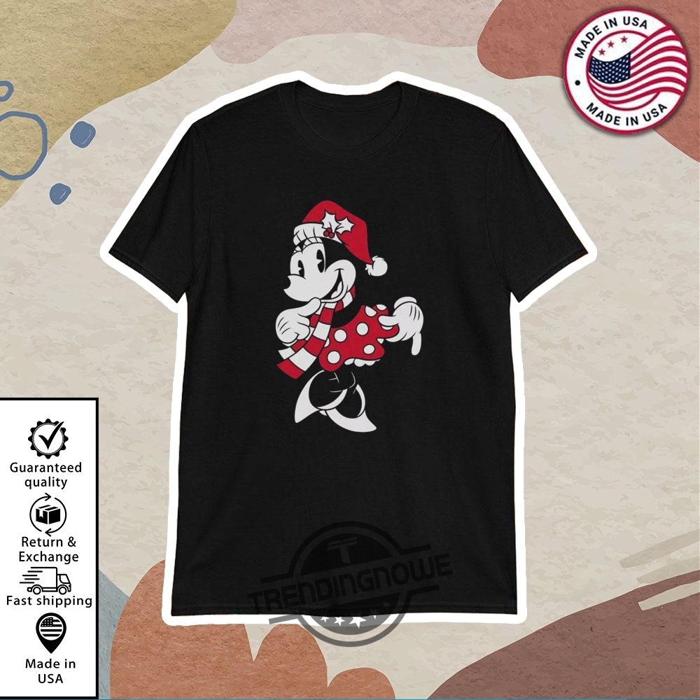Disney Minnie Mouse Santa Hat Holiday Shirt trendingnowe 1