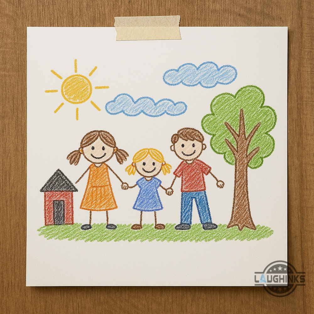 Happy Family Childs Drawing Style Embroidered Shirt Mothers Day Gift Ideas 8 Happy Family Childs Drawing Style Embroidered Shirt Mothers Day Gift Ideas