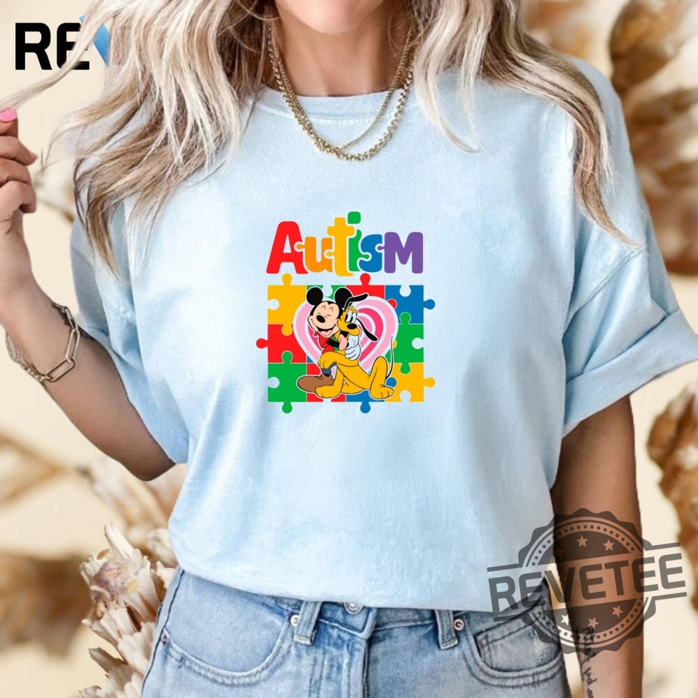 Cute Pluto Mickey Mouse Autism Heart T Shirt Hoodie Crewneck revetee 1