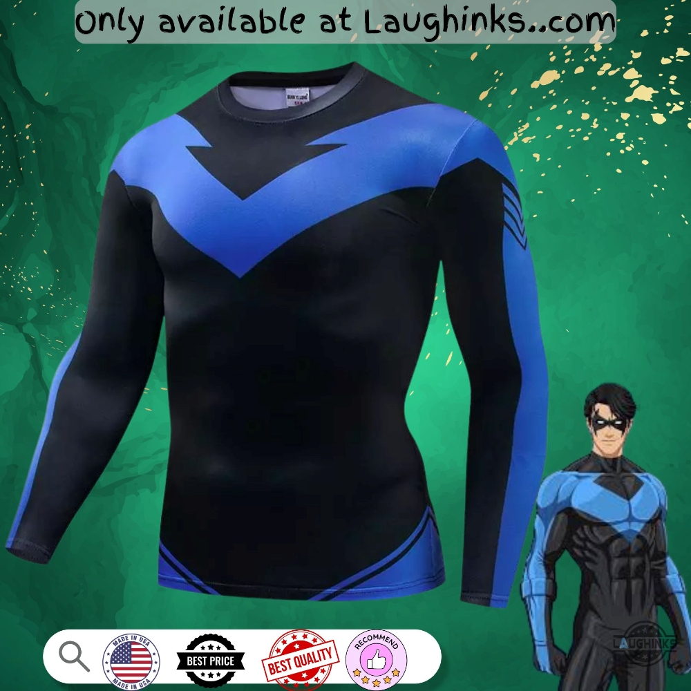 Batman Nightwing Original Costume Cosplay Adult Dick Grayson Compression Shirt 8 Batman Nightwing original costume cosplay adult Dick Grayson Compression Shirt