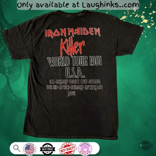 iron maiden killer world tour 1981 graphic tee shirt new