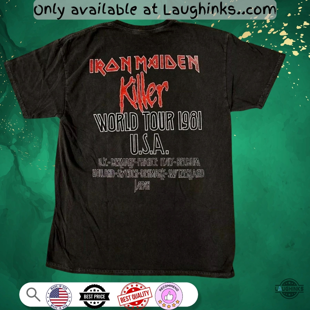 Iron Maiden Killer World Tour 1981 Graphic Tee Shirt New 7 Iron Maiden Killer World Tour 1981 Graphic Tee Shirt New