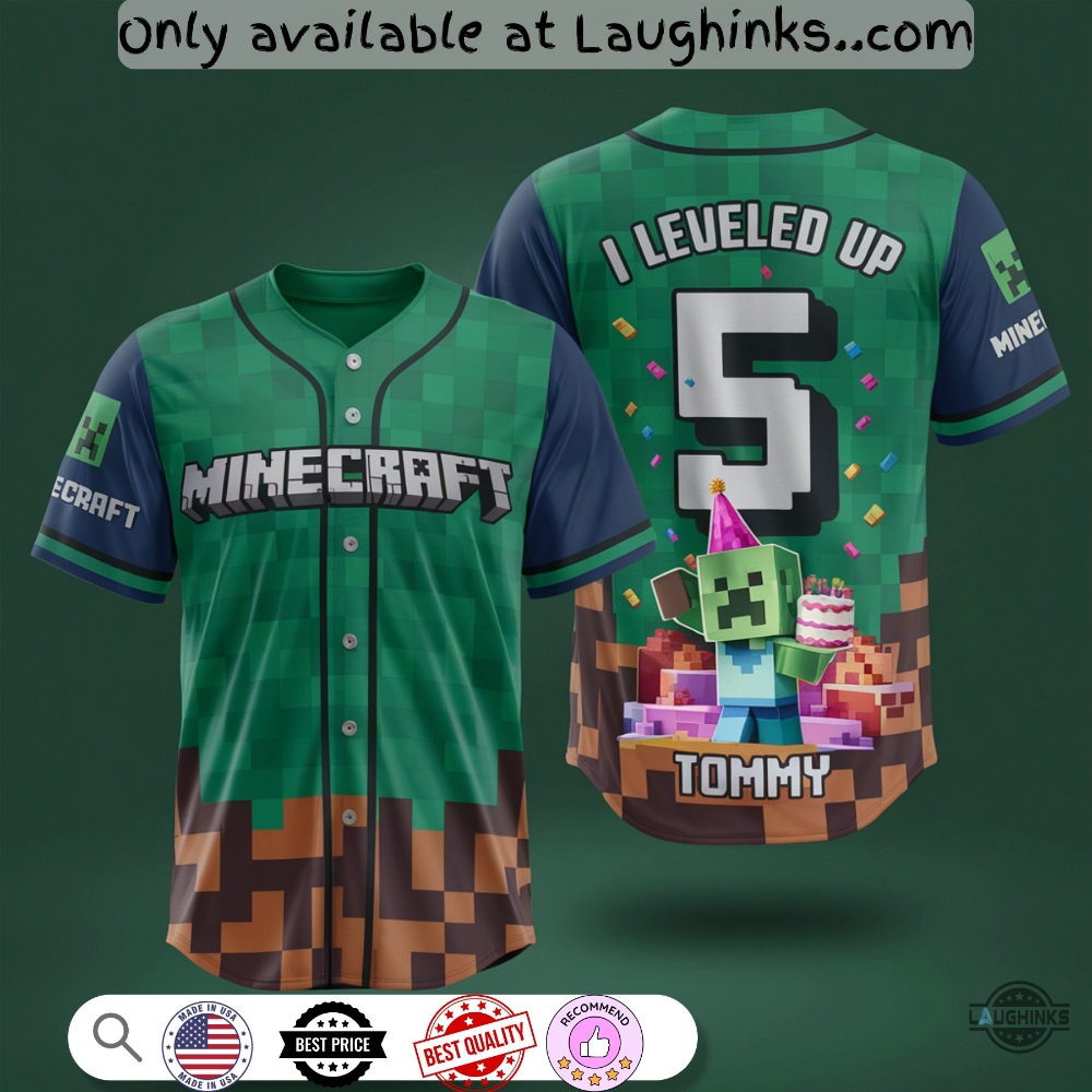 Personalized Creeper Minercraft Birthday Baseball Jersey Shirt For Adult 5 Personalized Creeper Minercraft Birthday Baseball Jersey Shirt for Adult
