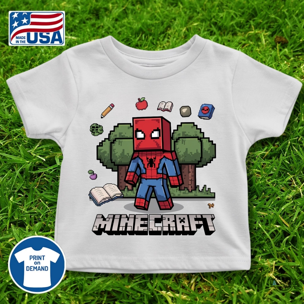 Funny Minecraft Spiderman Birthday Shirt 12 Funny Minecraft Spiderman Birthday Shirt