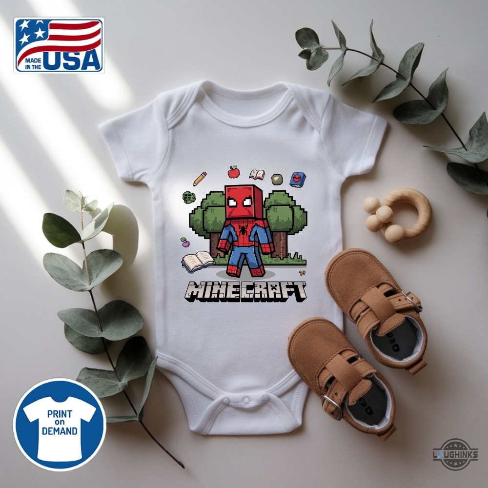 Funny Minecraft Spiderman Birthday Shirt 13 Funny Minecraft Spiderman Birthday Shirt