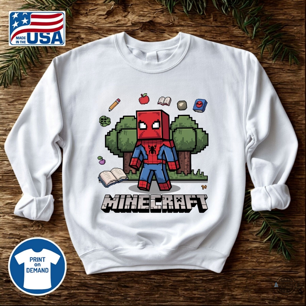 Funny Minecraft Spiderman Birthday Shirt 14 Funny Minecraft Spiderman Birthday Shirt