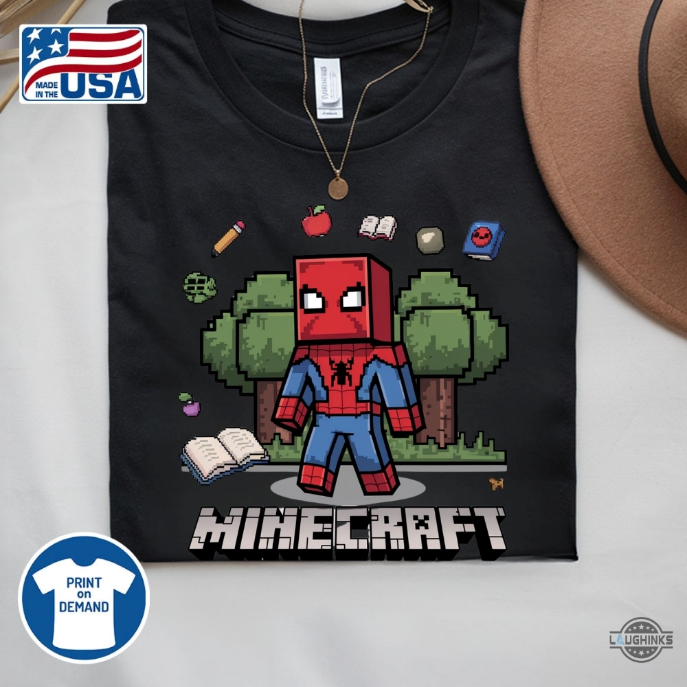 Funny Minecraft Spiderman Birthday Shirt 17 Funny Minecraft Spiderman Birthday Shirt